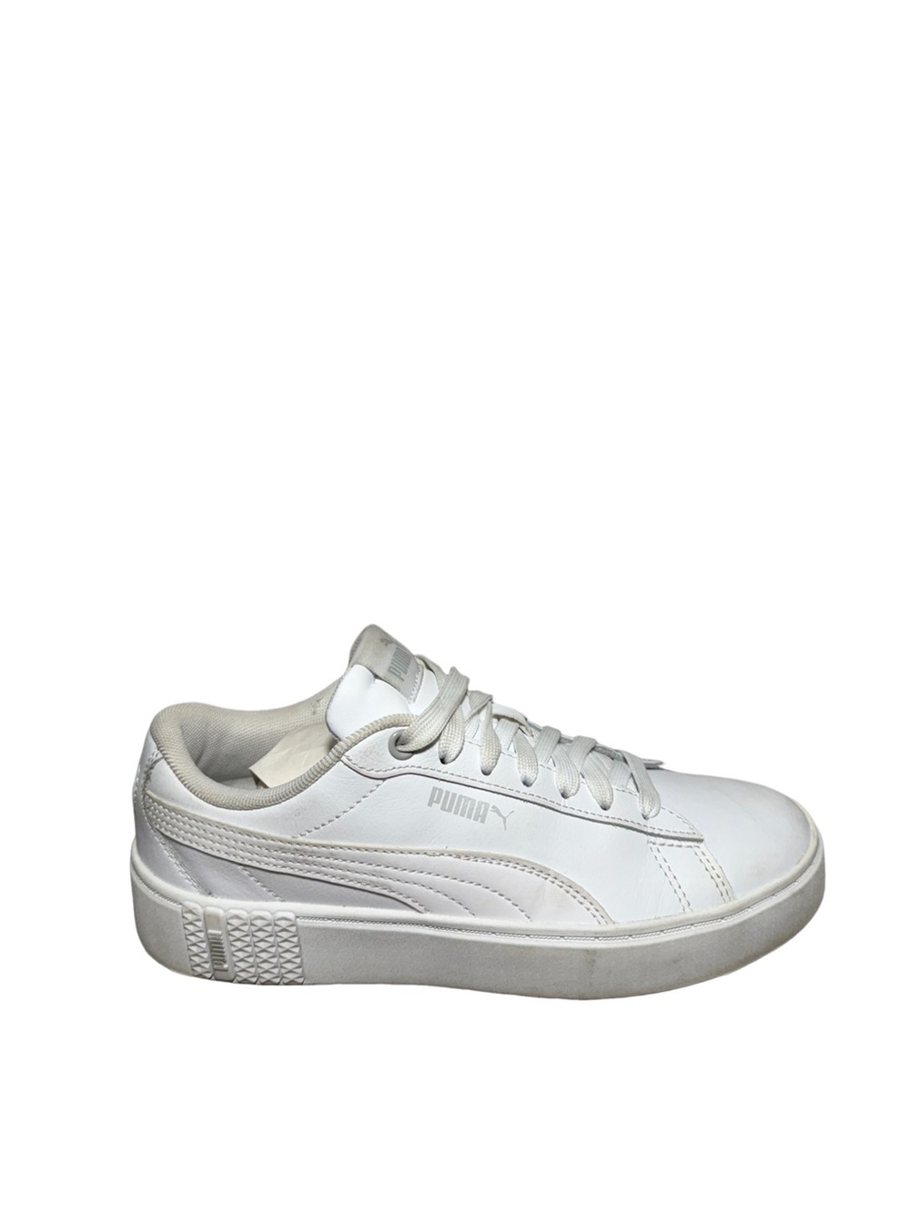 Puma Men's White Low-Top Leather Sneakers with Subtle Logo